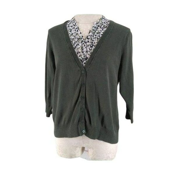 Croft & Barrow Sweater Pullover Shirt Olive‎ Green Quarter Sleeve  Large - Picture 1 of 7